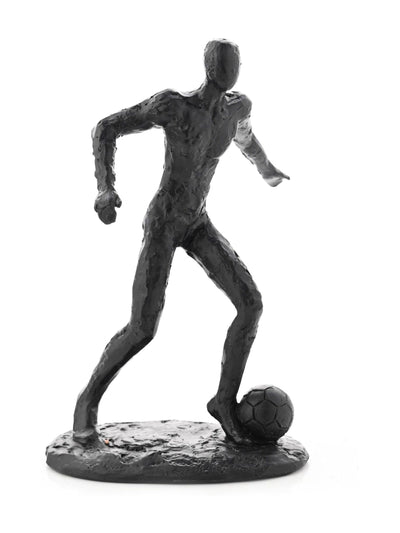 Harvey Makin Fußballer-Figur, schwarzes dekoratives Harz, 22,5 cm Höhe