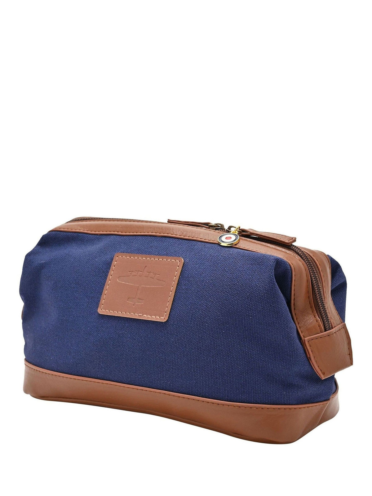 Harvey Makin blue RAF canvas and faux leather washbag, imported from the UK