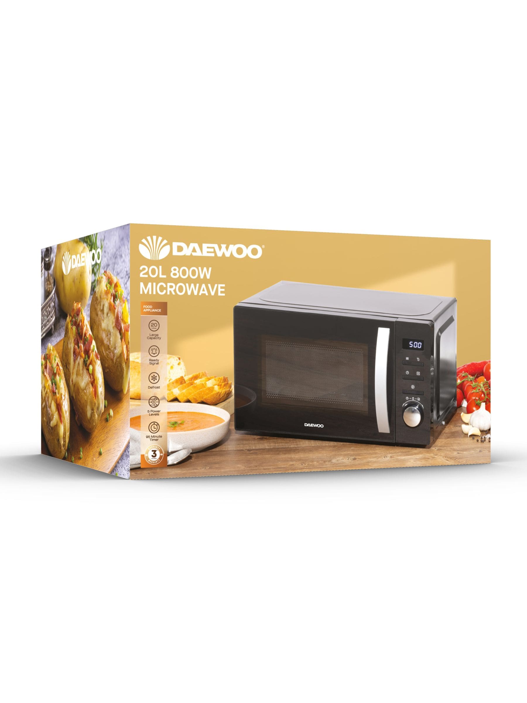 Daewoo Black Digital Solo Microwave 20L (British brand)