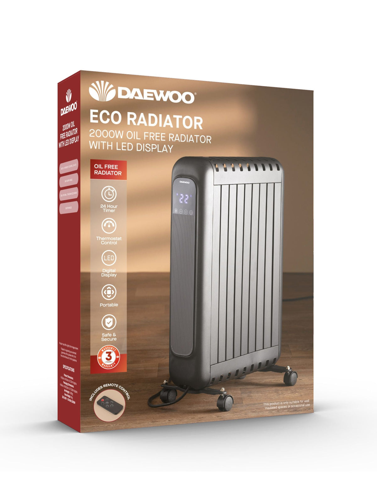 Daewoo Black Oil Free Radiator 2000W (British brand)