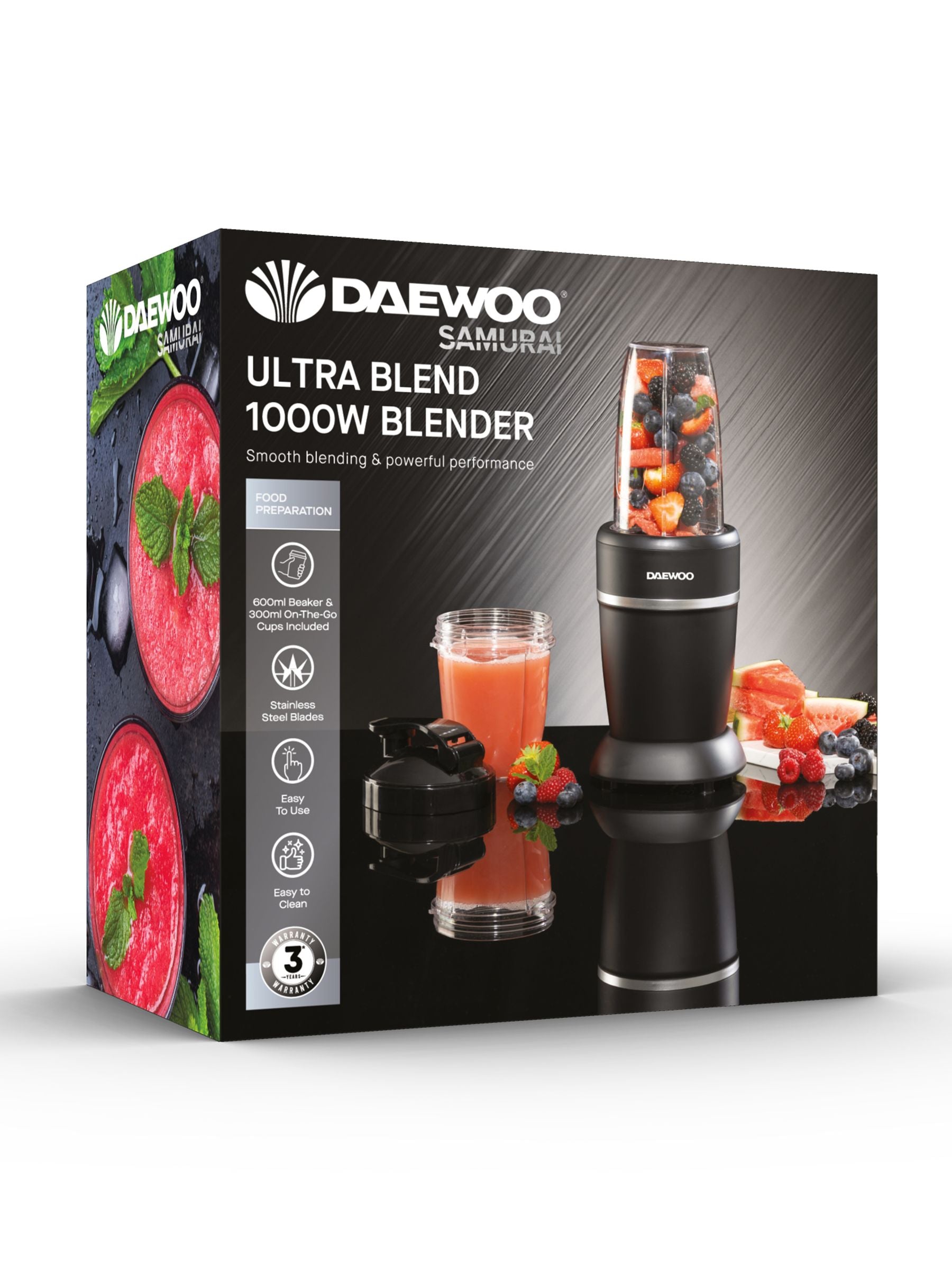 Daewoo Black Ultrablend food blender 1000W, imported from the UK