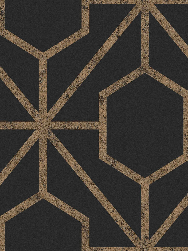 Graham & Brown Rinku black gold geometric wallpaper 10m, imported from the UK