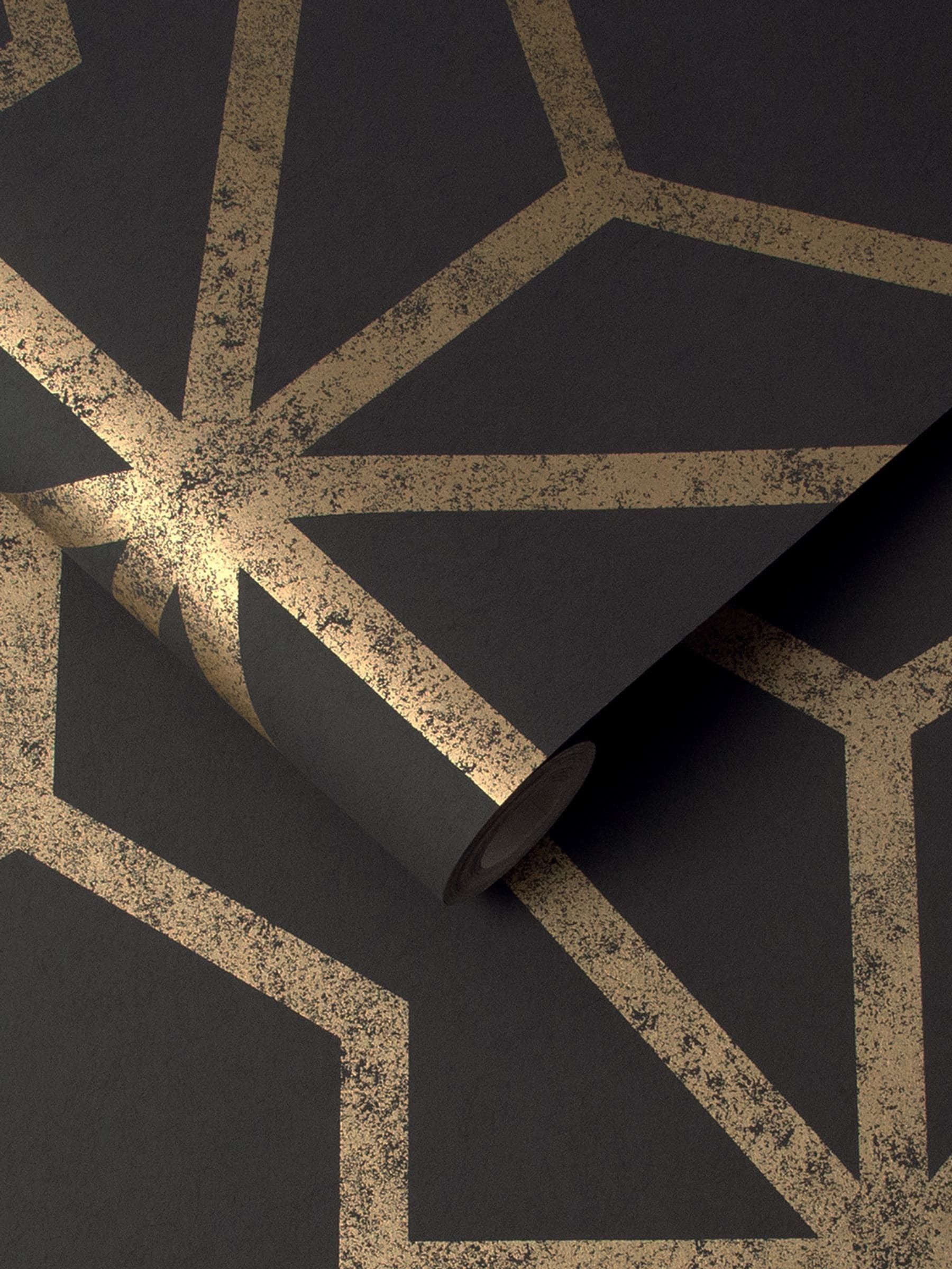 Graham & Brown Rinku black gold geometric wallpaper 10m, imported from the UK