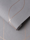 Graham & Brown Palais wallpaper grey rose gold 10m - British product