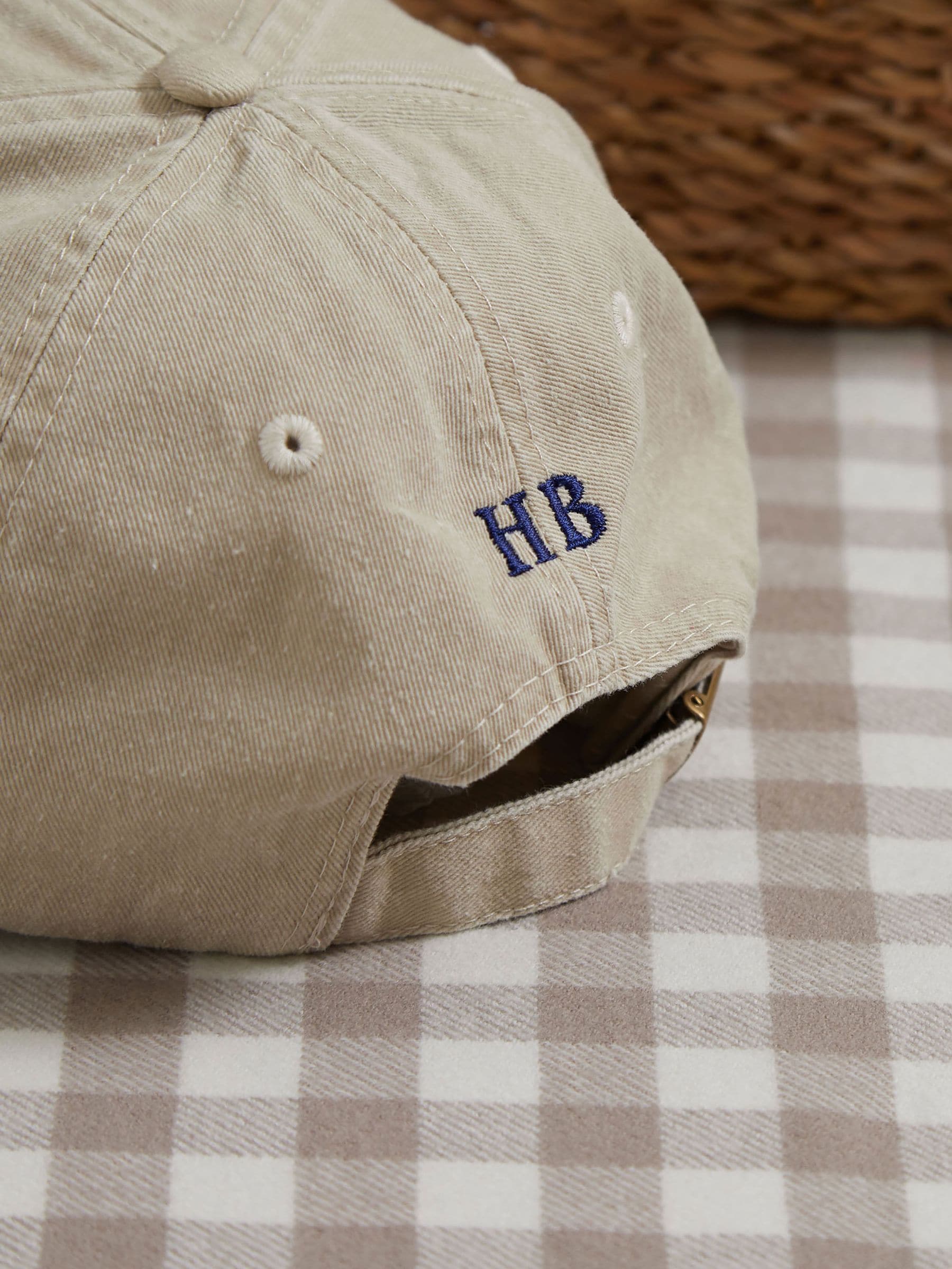 Made Yours personalised embroidered cream baseball cap, UK version