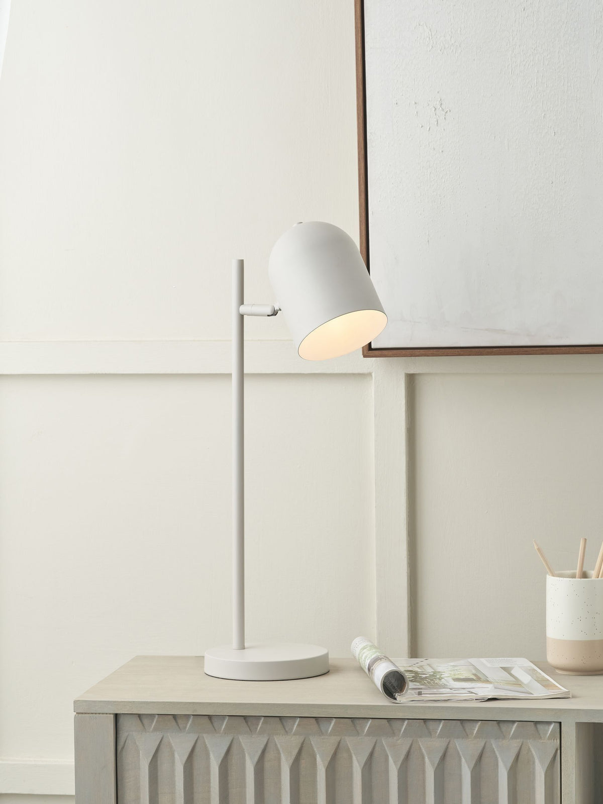 Pacific Grey Finn Metal Cloche Headed Table Lamp