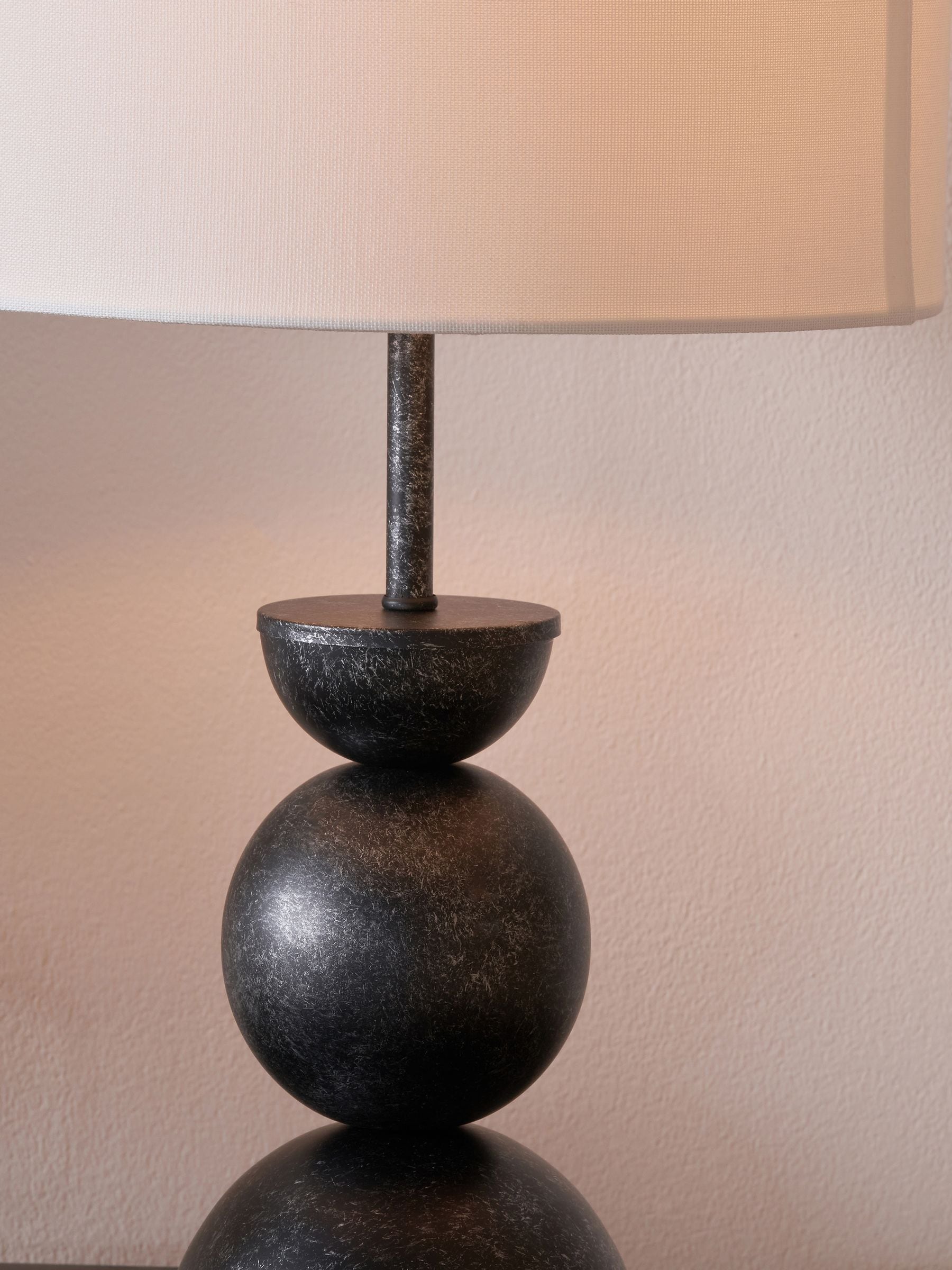 Pacific Vala textured graphite metal table lamp with white shade, imported from the UK