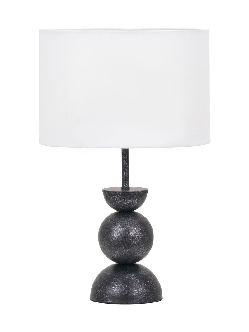 Pacific Vala textured graphite metal table lamp with white shade, imported from the UK