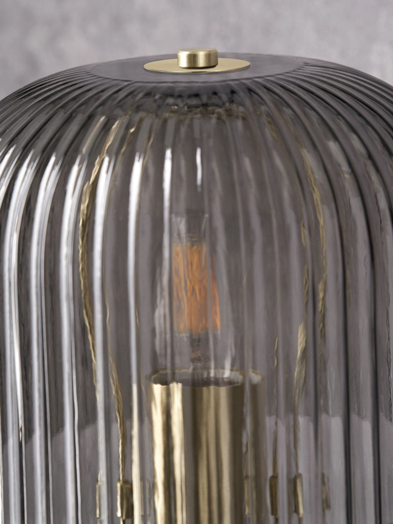 Zandra spring green ribbed glass table lamp (British brand)