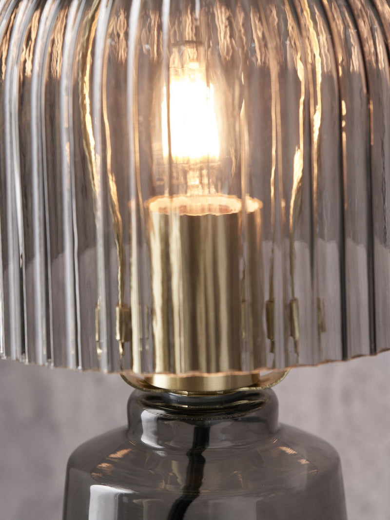 Zandra spring green ribbed glass table lamp (British brand)