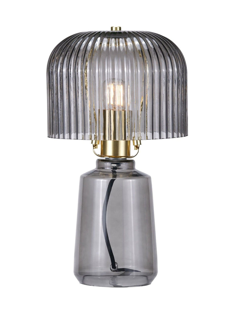Zandra spring green ribbed glass table lamp (British brand)