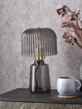 Zandra spring green ribbed glass table lamp (British brand)