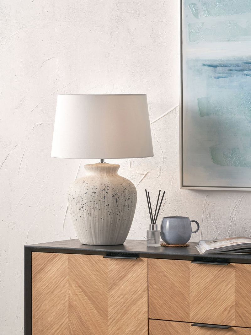 Kalli grey flecked ceramic table lamp 54cm, imported from the UK