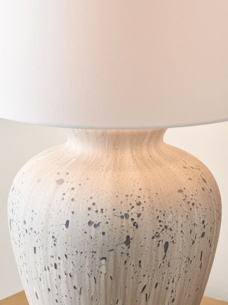 Kalli grey flecked ceramic table lamp 54cm, imported from the UK