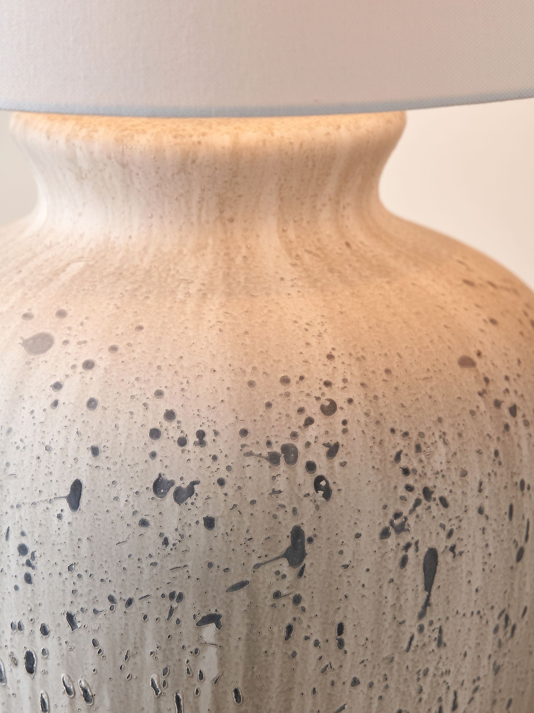 Kalli grey flecked ceramic table lamp 54cm, imported from the UK