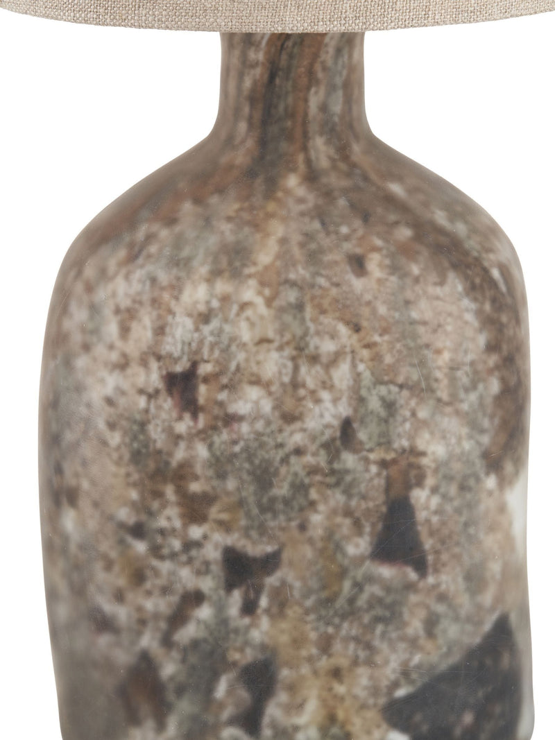 Pacific Brown Palmino glass bottle table lamp, UK version
