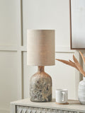 Pacific Brown Palmino glass bottle table lamp, UK version