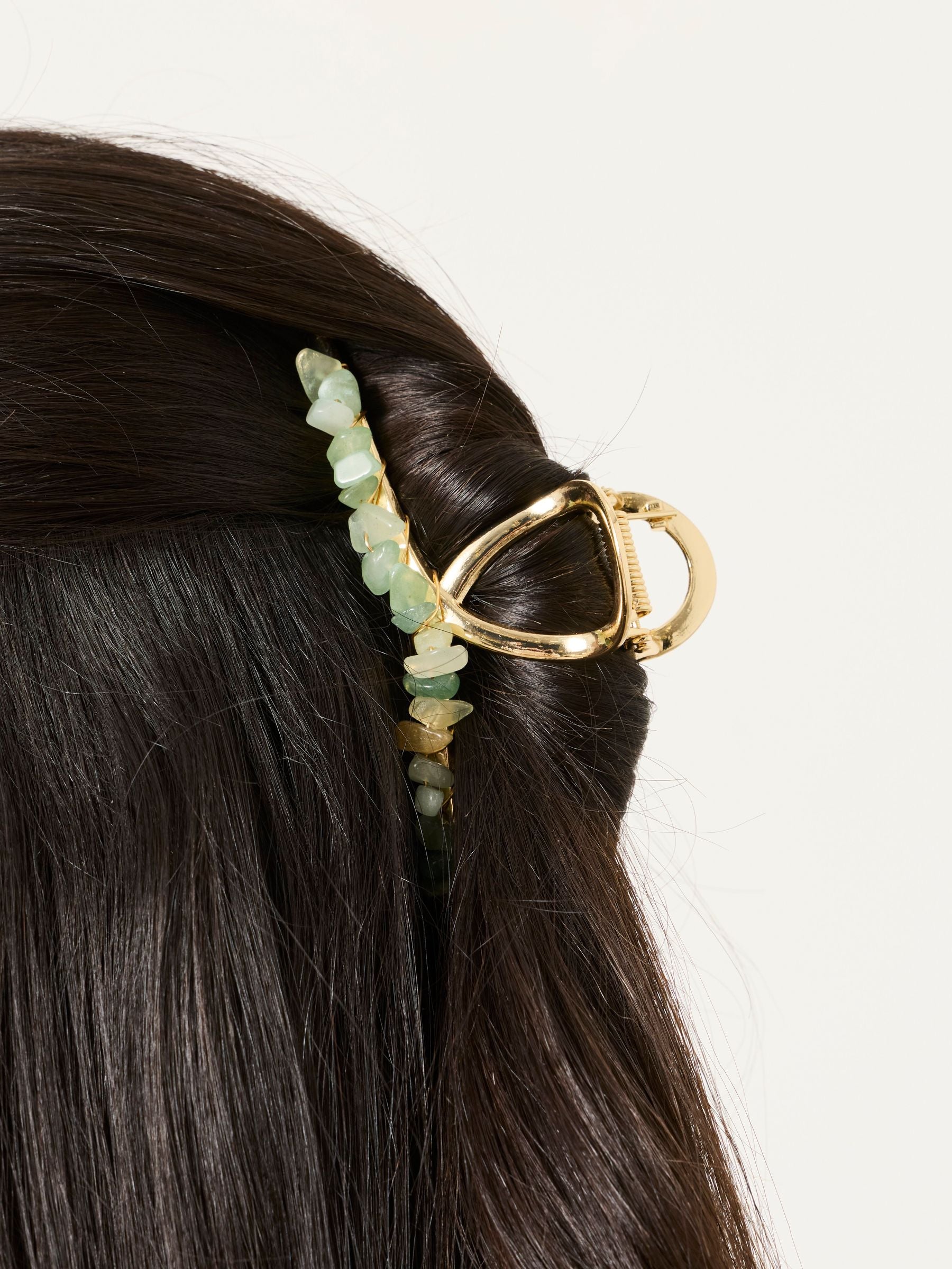 FatFace green metal stone claw clip, imported from the UK