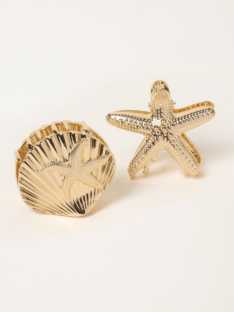 FatFace gold tone starfish claw clips 2 pack, imported from the UK