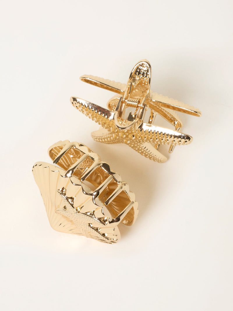 FatFace gold tone starfish claw clips 2 pack, imported from the UK