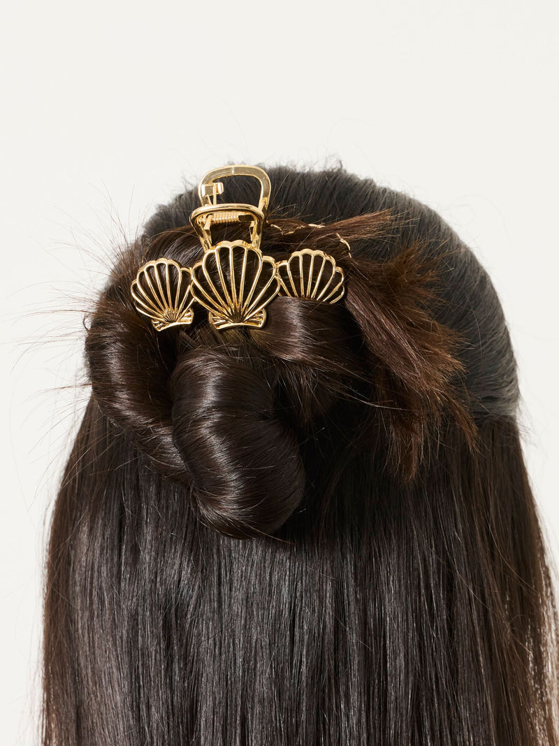 FatFace gold tone metal shell claw clip - British product