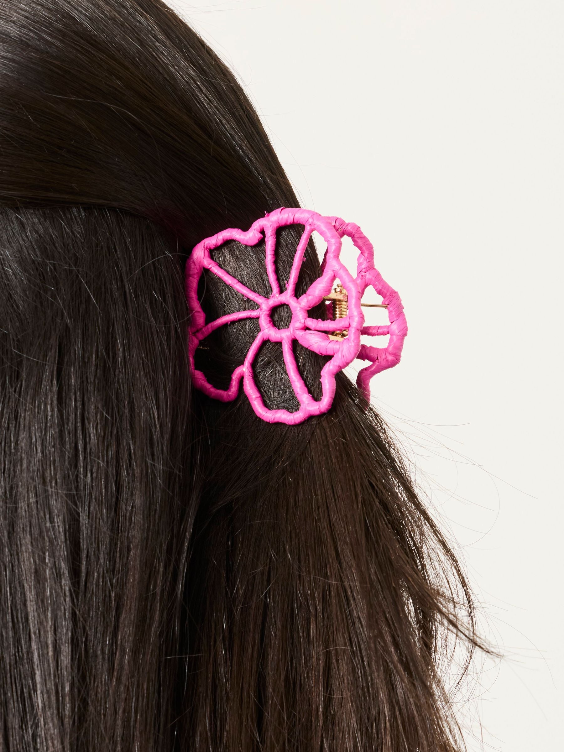 FatFace pink flower wrapped claw clip (British brand)