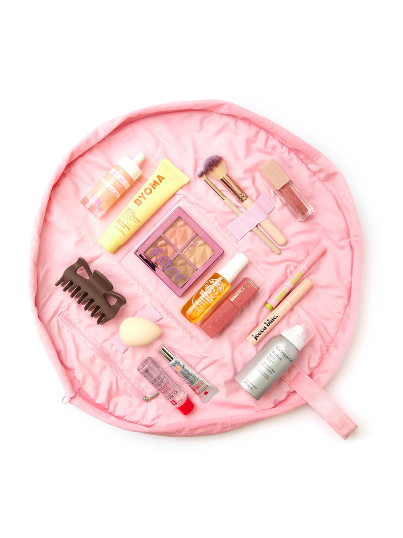 The Flat Lay Co. embroidered velvet drawstring makeup bag, UK version