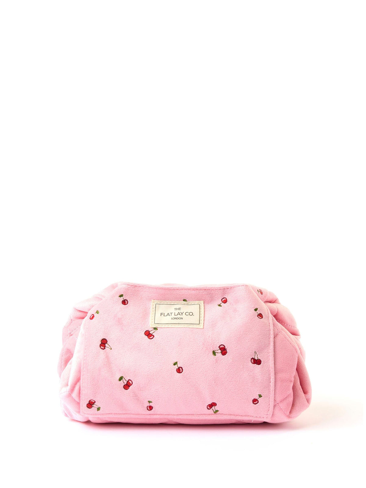 The Flat Lay Co. embroidered velvet drawstring makeup bag, UK version