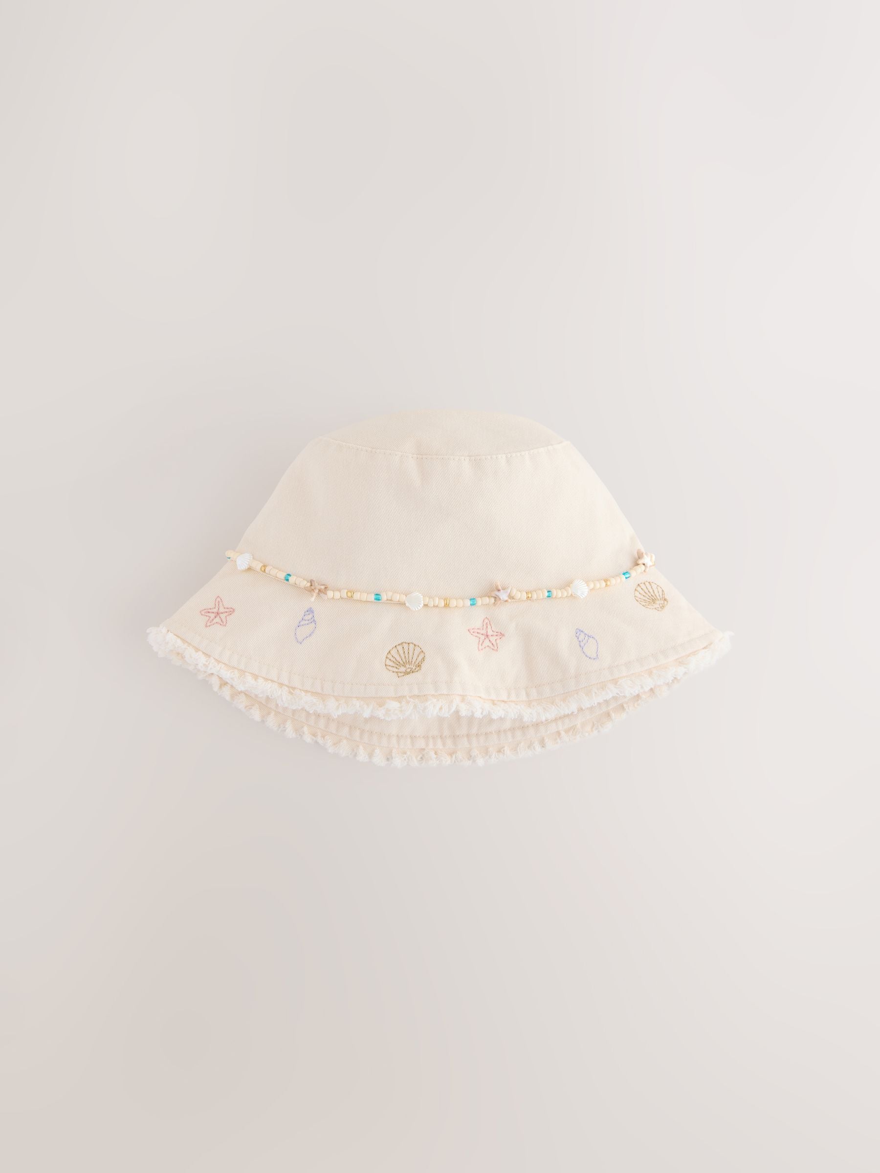 Cream beaded chain bucket hat for children 3-16 years (British brand)