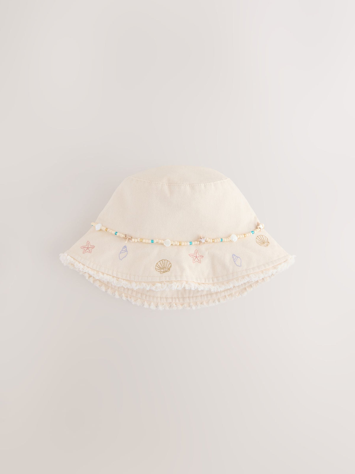 Cream beaded chain bucket hat for children 3-16 years (British brand)