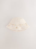 Cream beaded chain bucket hat for children 3-16 years (British brand)
