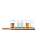 LSA International vodka set with oak paddle and six shot glasses, UK version