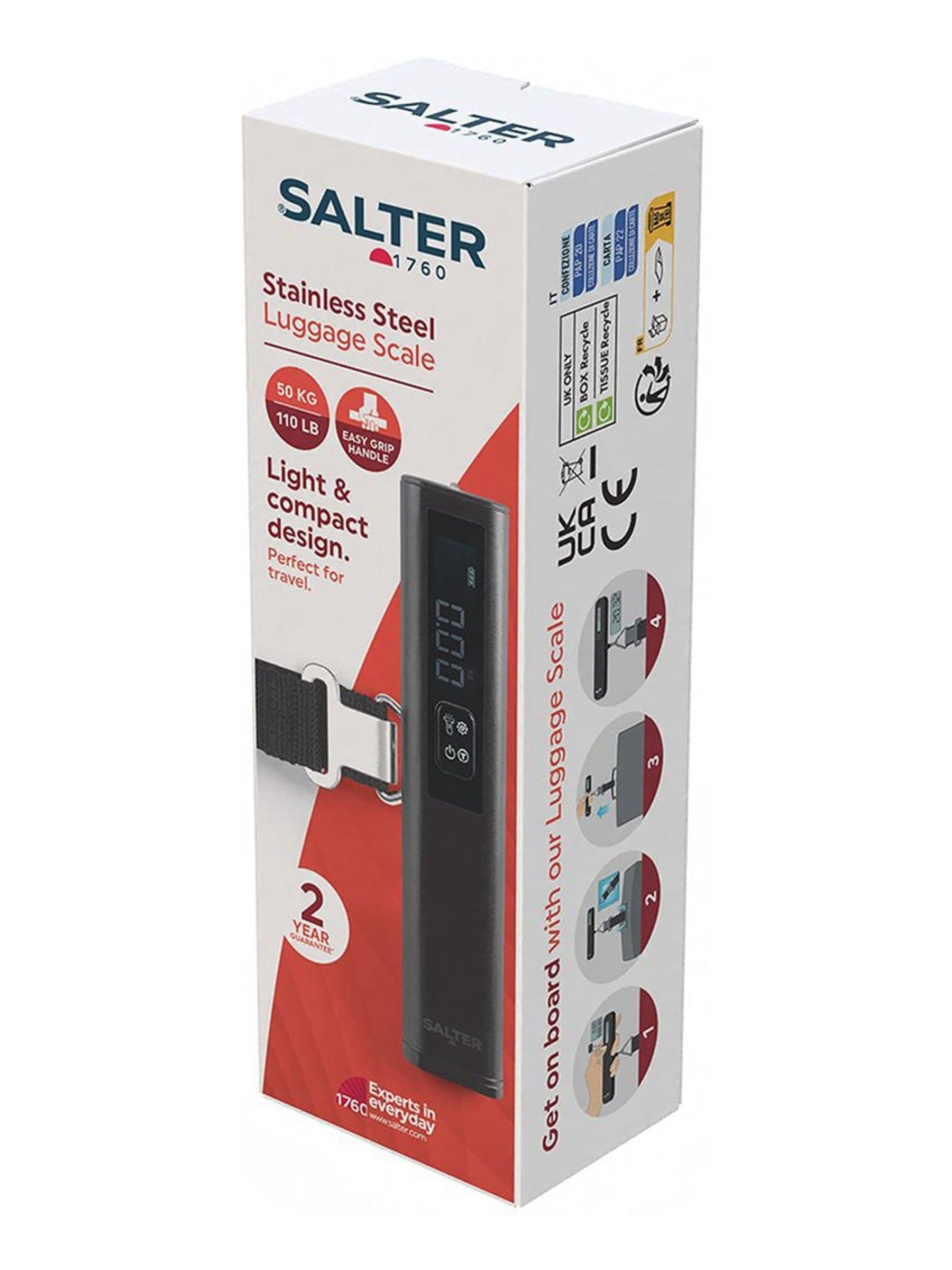 Salter black aluminium luggage scale with digital display - British product