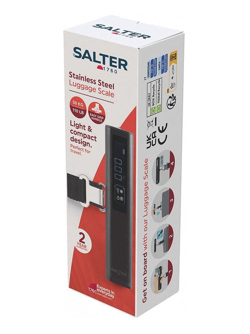 Salter black aluminium luggage scale with digital display - British product