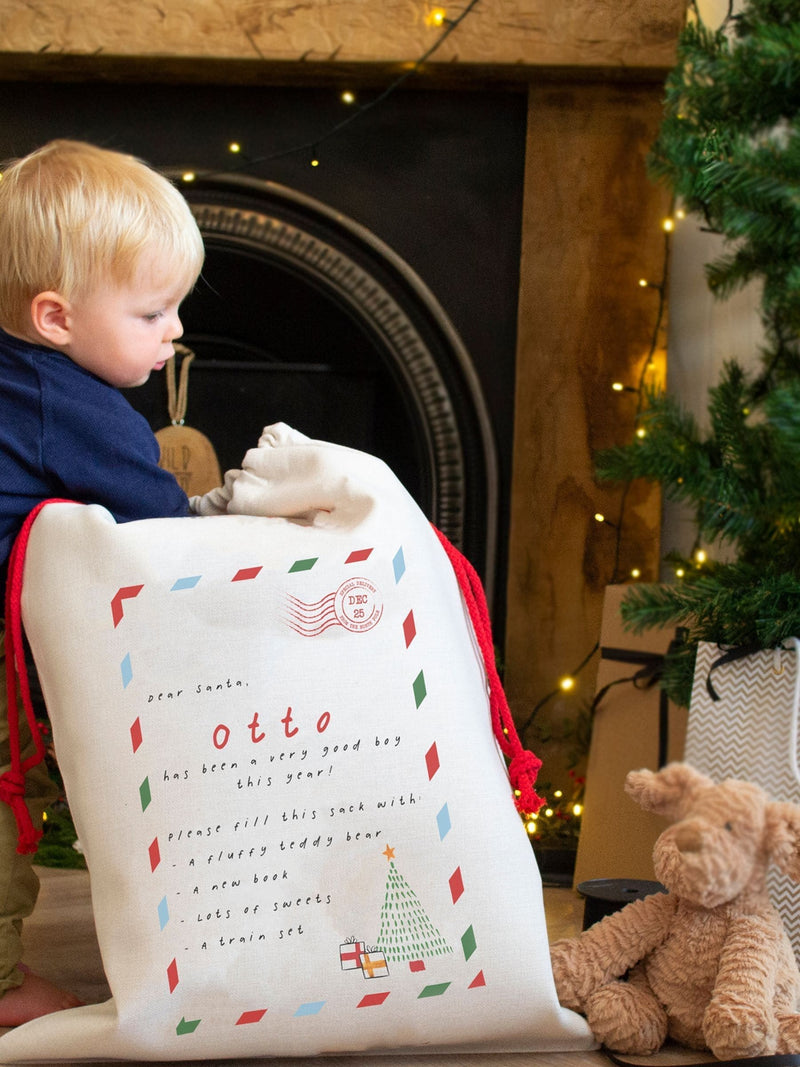 Solesmith personalised Christmas list sack (British brand)