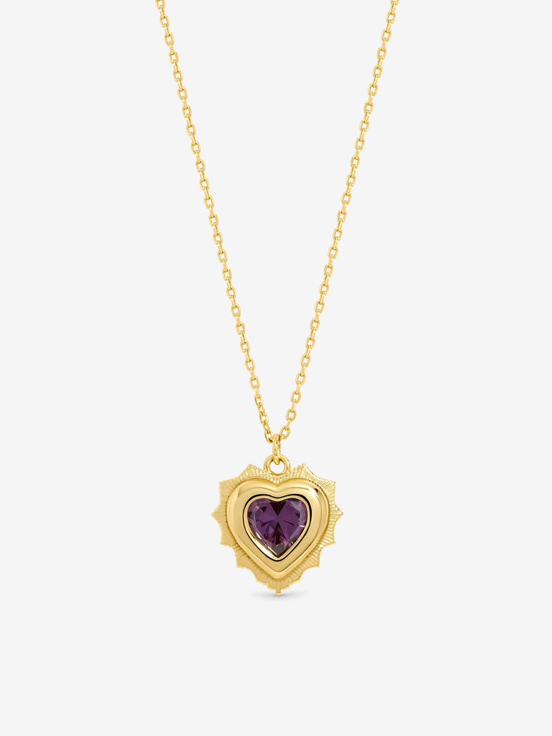 Jon Richard gold plated pendant dark purple birthstone - British product