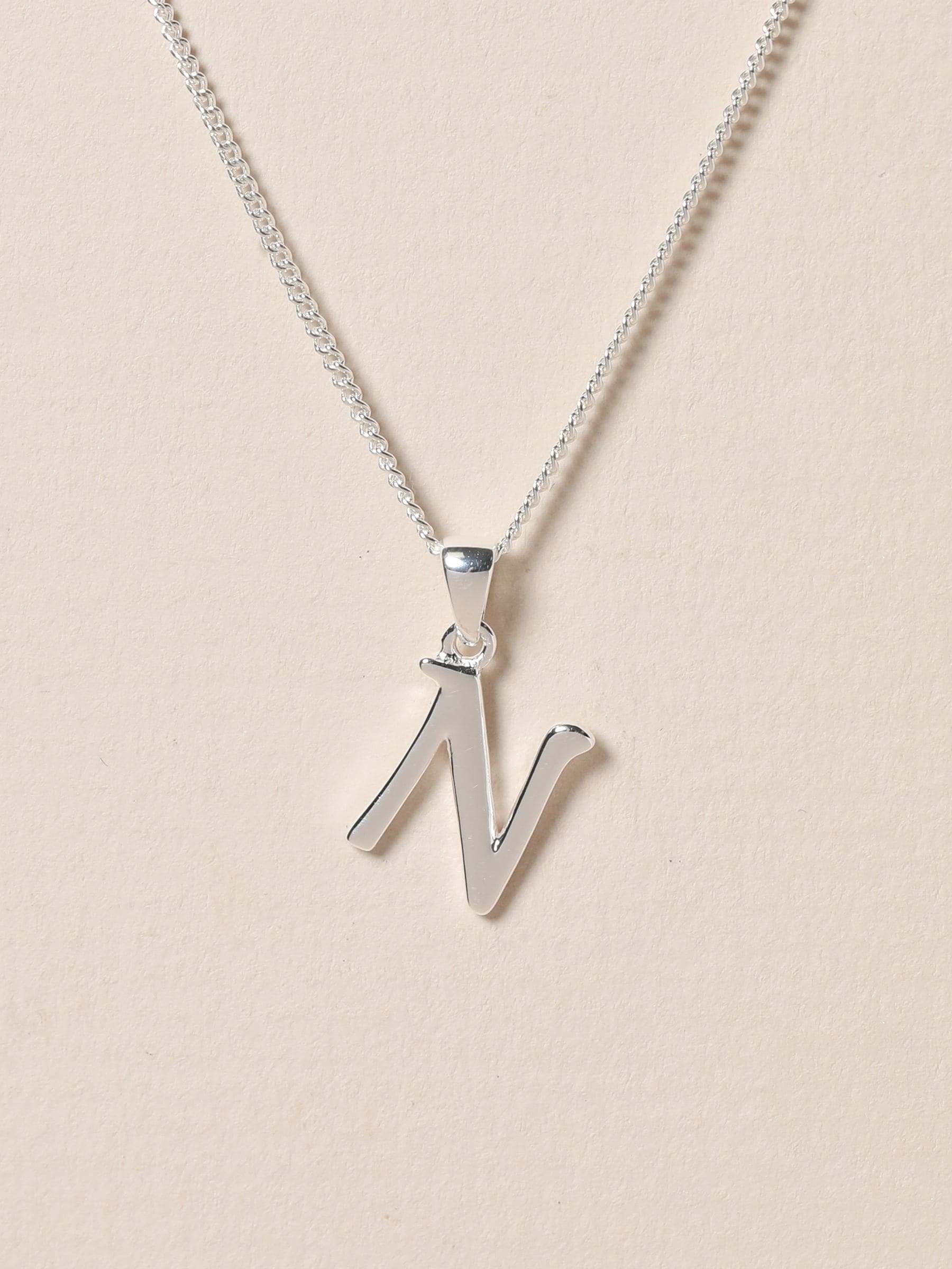 Simply Silver initial pendant N in sterling silver (British brand)