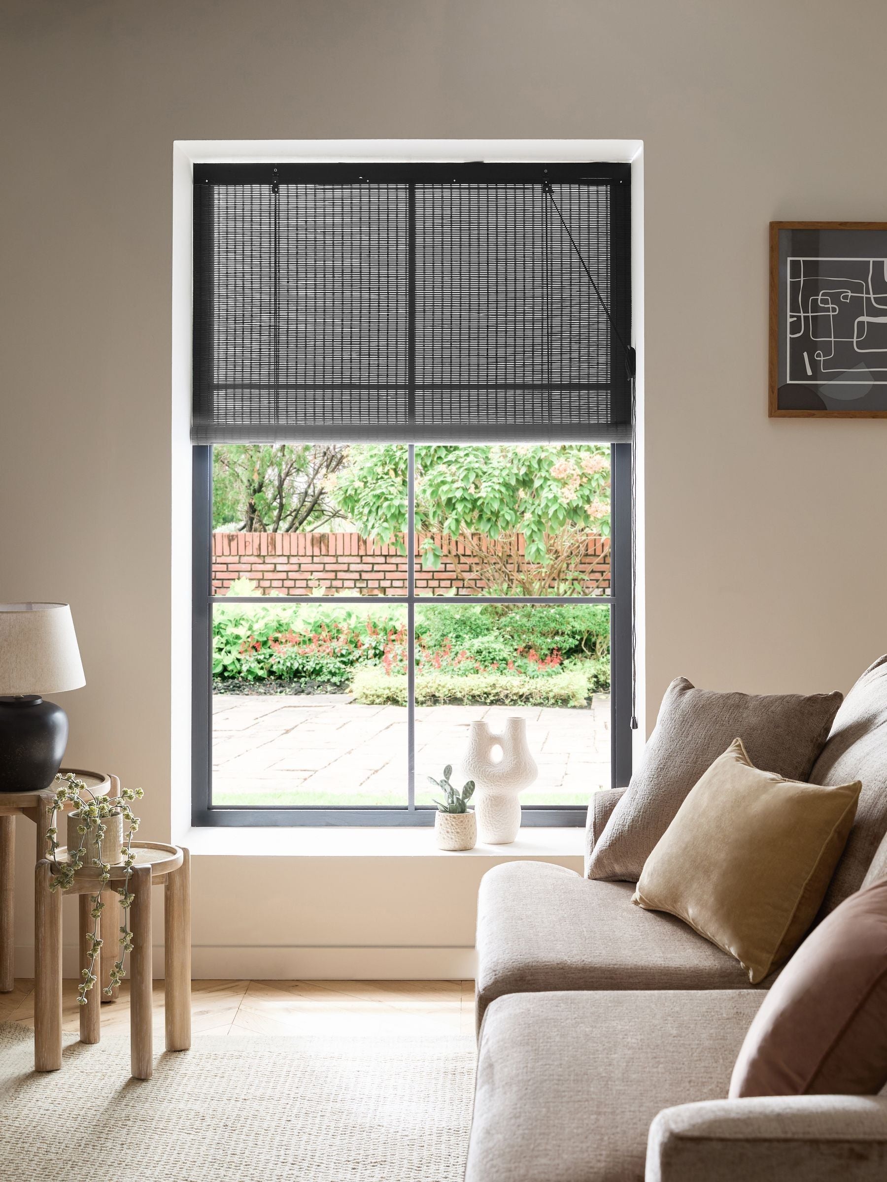 Grey Ready Made Bamboo Roller Blind