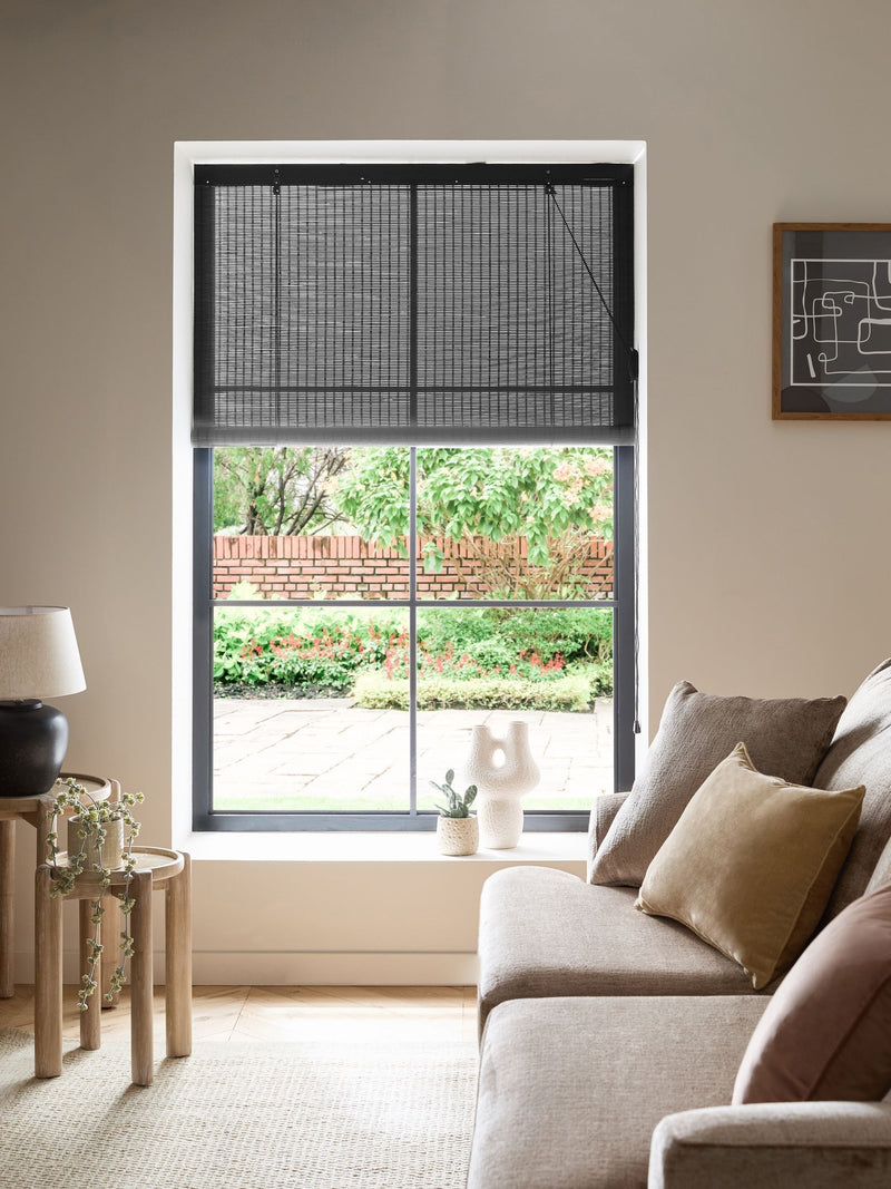 Grey Ready Made Bamboo Roller Blind