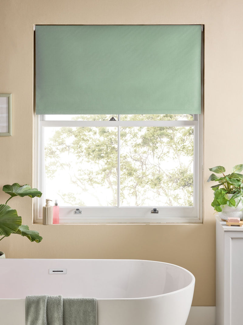 Green Sage Ready Made Printed Texture Moisture Resistant Roller Blinds