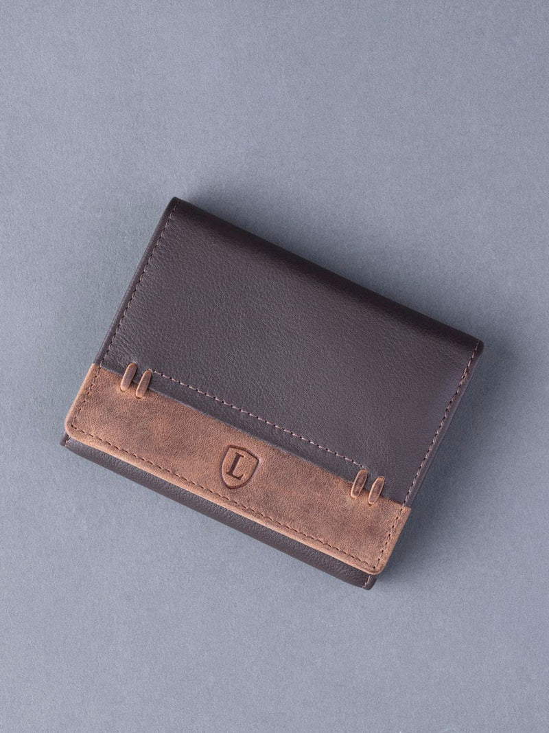 Lakeland Leather brown stitch tri-fold wallet, imported from the UK