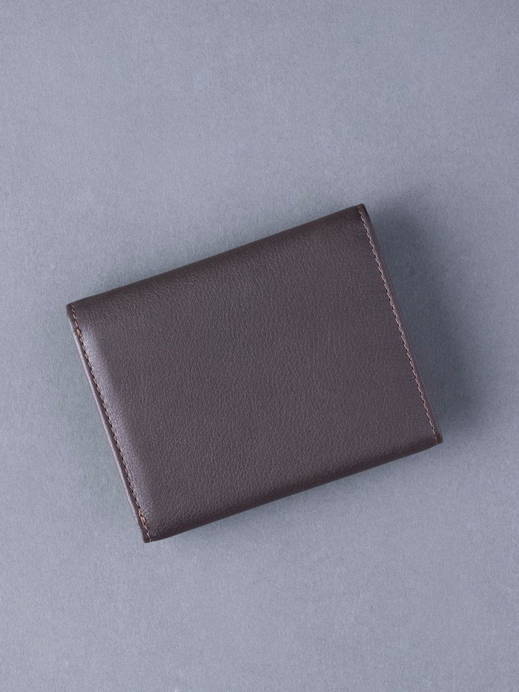 Lakeland Leather brown stitch tri-fold wallet, imported from the UK