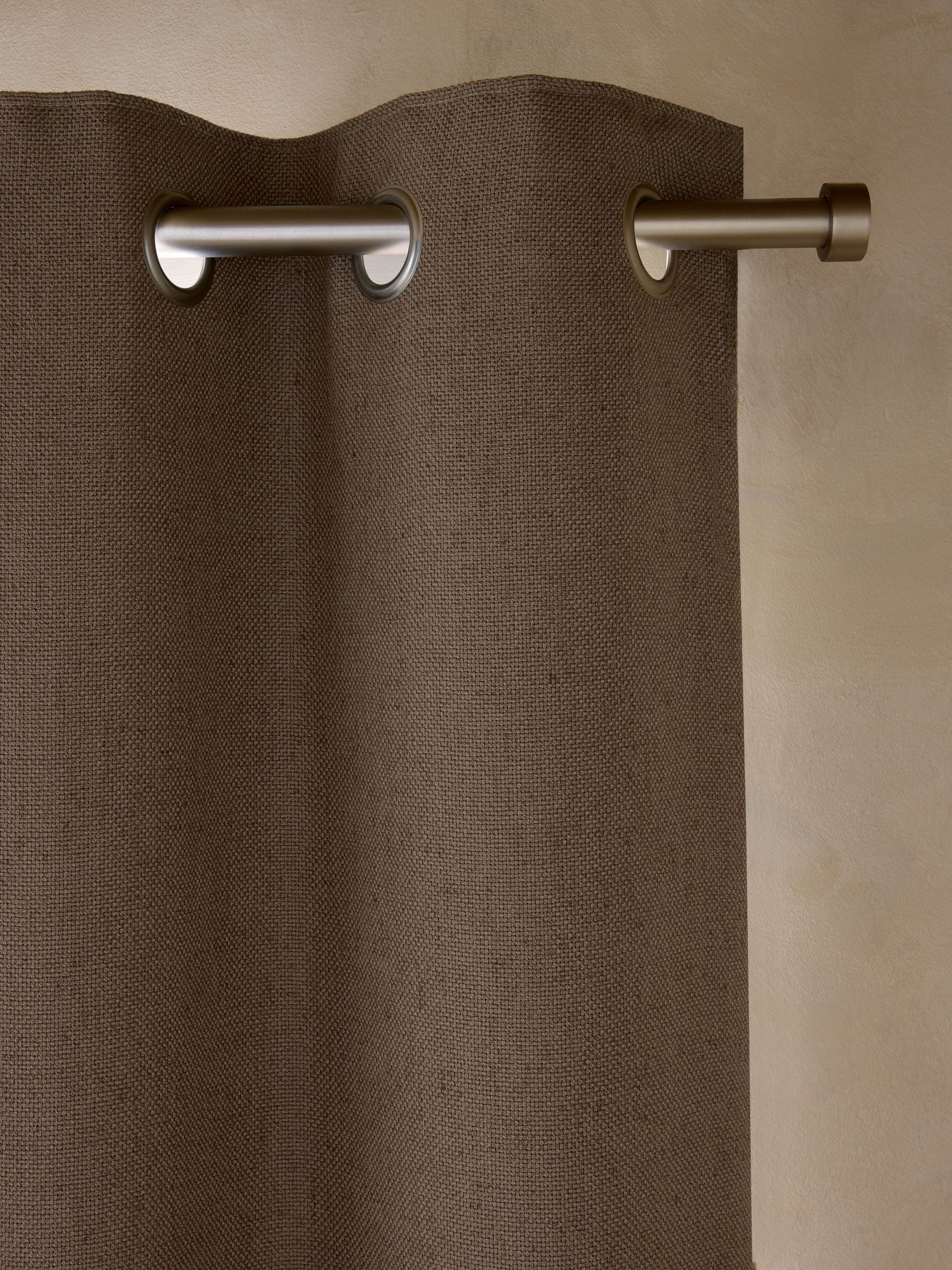 Dark Natural Soft Weave Linen Blend Blackout/Thermal Eyelet Curtains
