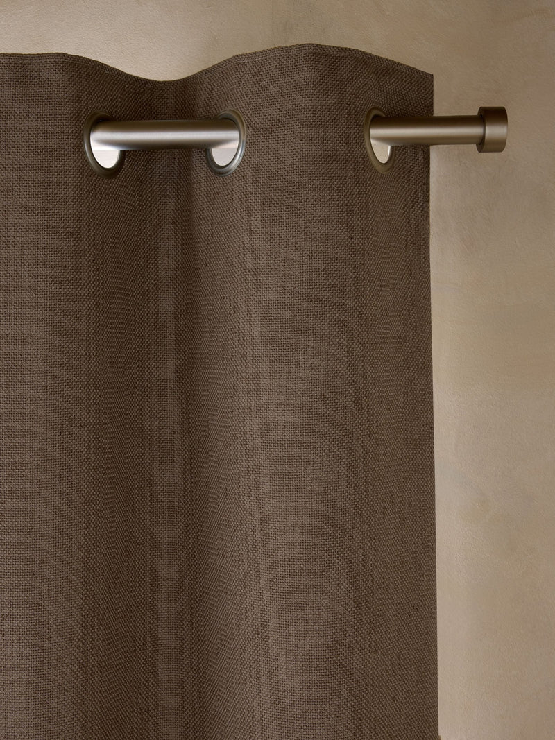 Dark Natural Soft Weave Linen Blend Blackout/Thermal Eyelet Curtains