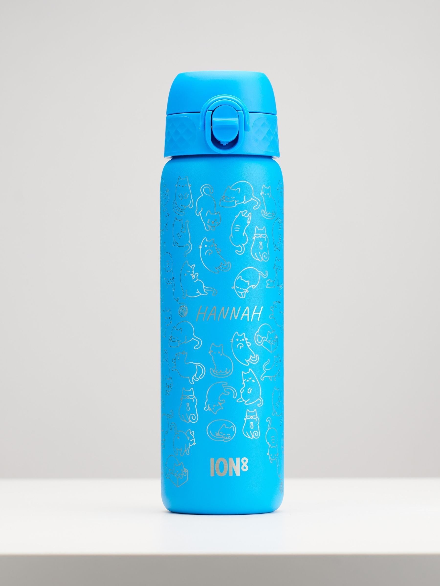 Oakdene personalised cat water bottle kids 600ml (British brand)