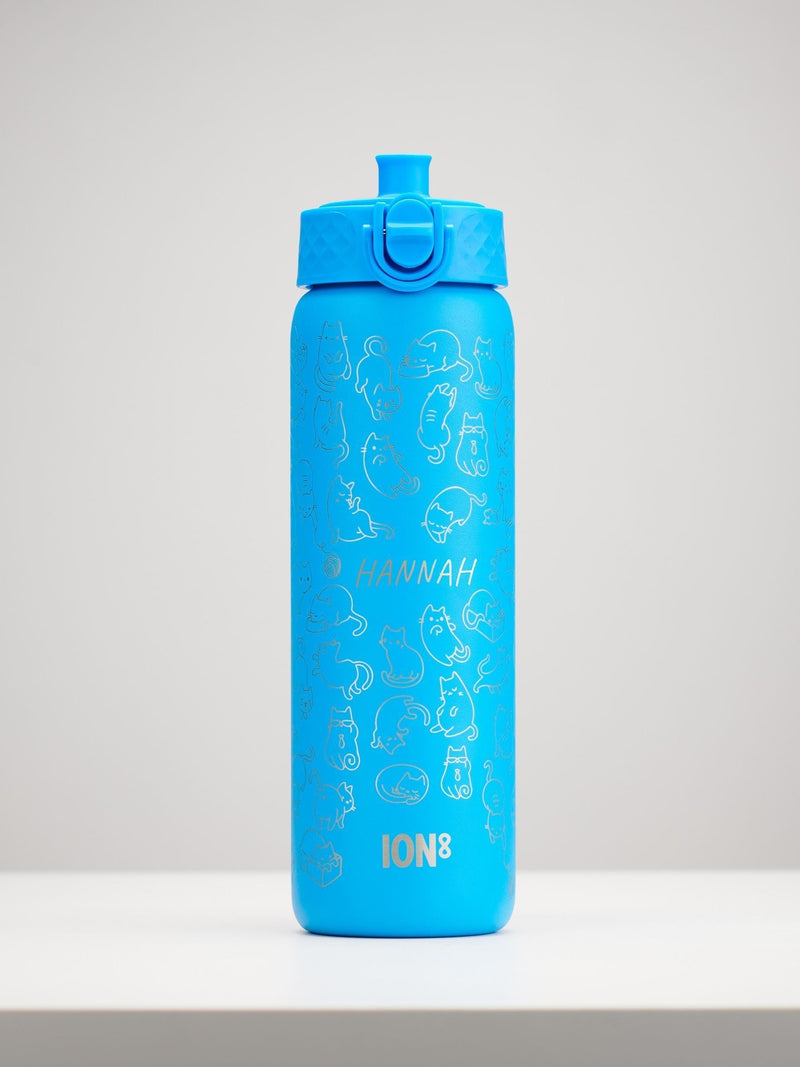 Oakdene personalised cat water bottle kids 600ml (British brand)