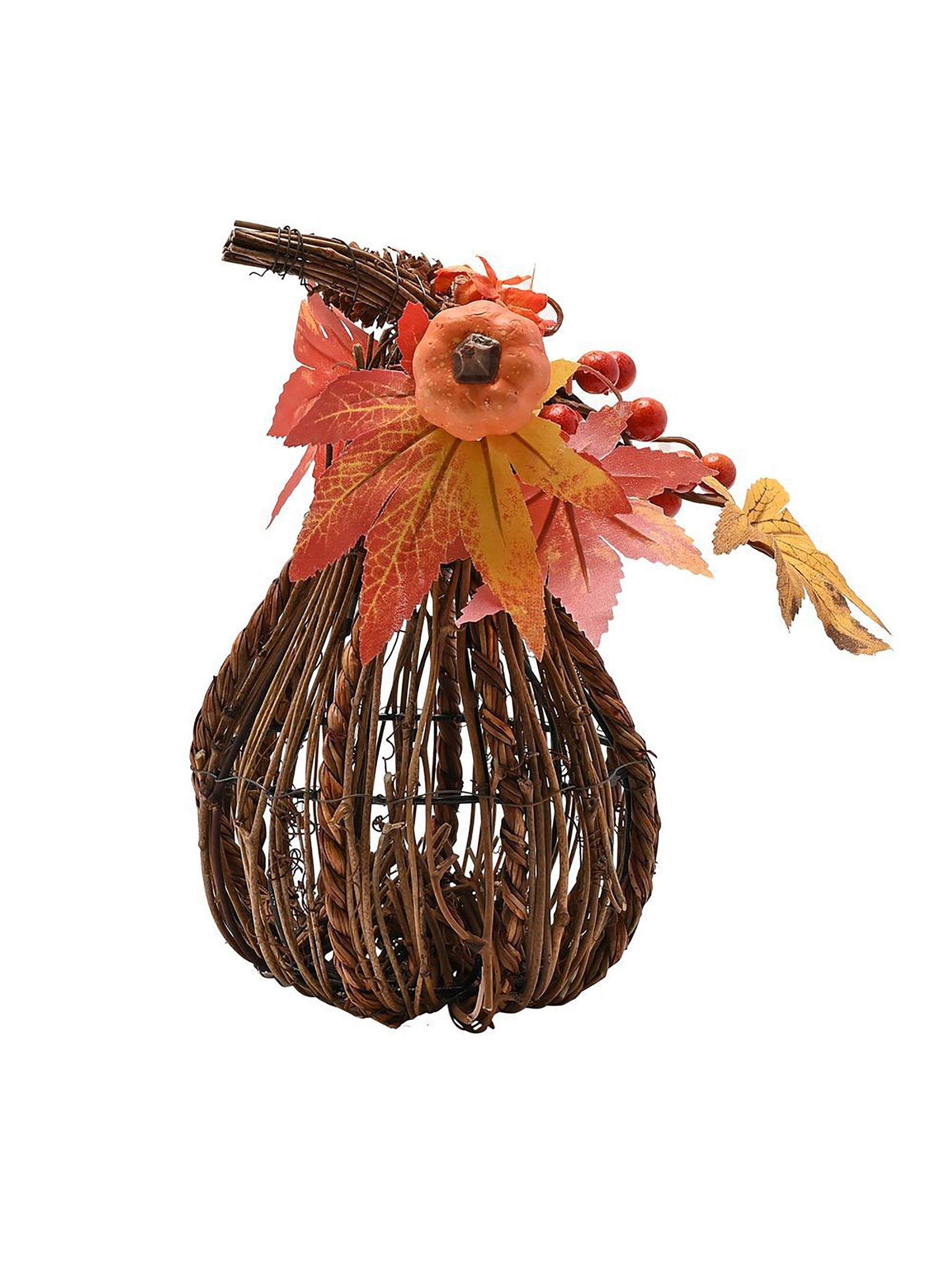 Country Living orange handmade rattan pumpkin decoration 20cm - British product