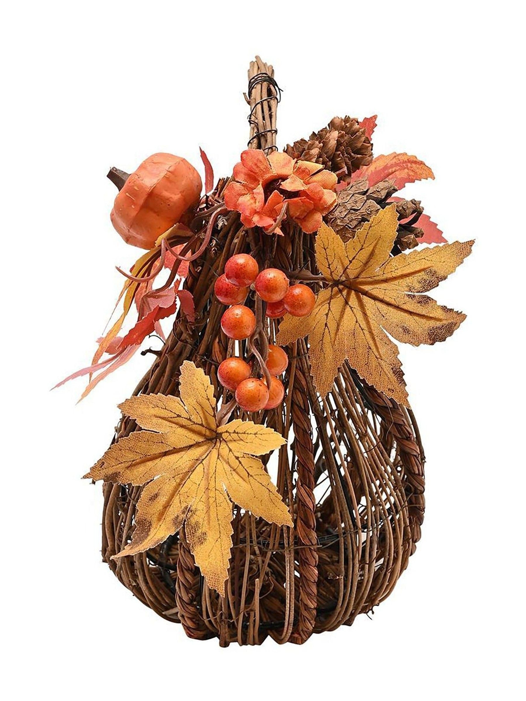 Country Living orange handmade rattan pumpkin decoration 20cm - British product