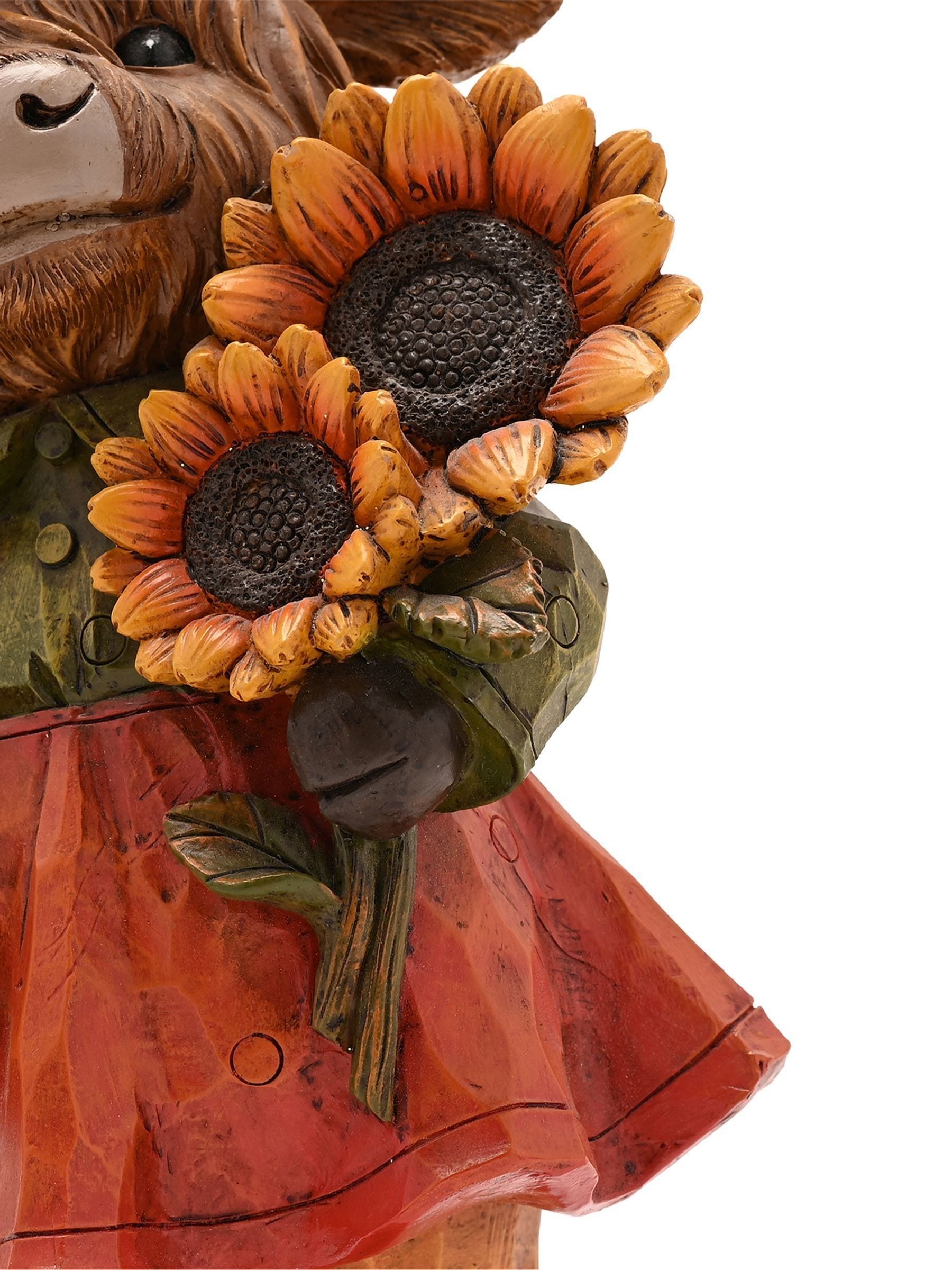 Country Living brown highland cow ornament with sunflowers 23.5cm (British brand)