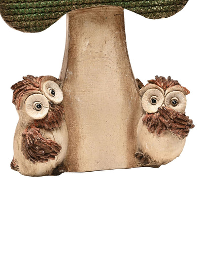 Country Living Grønn 2 Ugler Sopp Ornament Hage Ornament 42cm